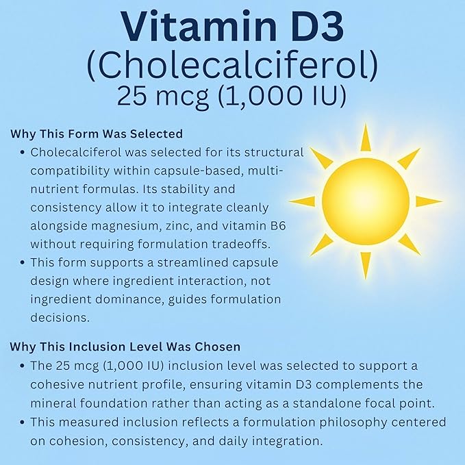 Magnesium Glycinate Complex 4-in-1 - Chelated Magnesium Bisglycinate (150 mg Elemental) with Zinc Picolinate Vitamin D3 &amp B6-120 Vegan Capsules Non-GMO - Men &amp Women