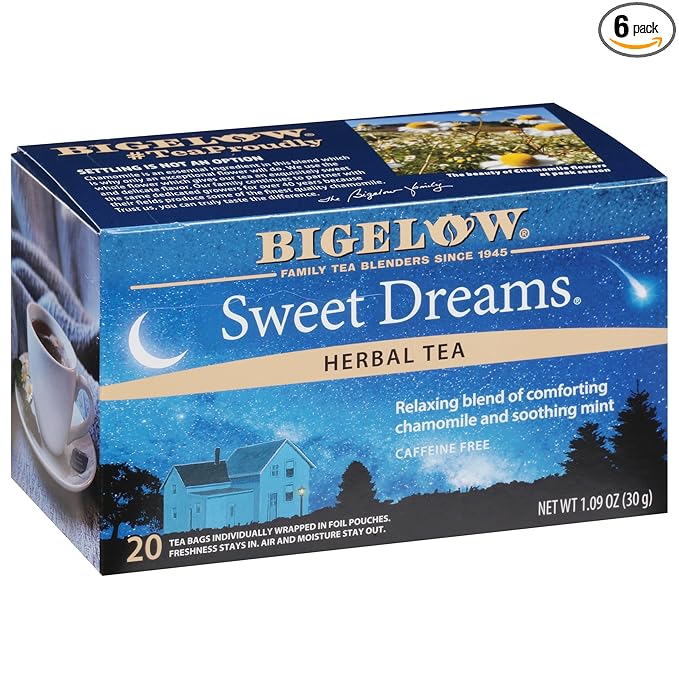Bigelow Sweet Dreams Herbal Tea Bags 20 Count Box (Pack of 6) Caffeine Free Herbal Tea 120 Tea Bags Total