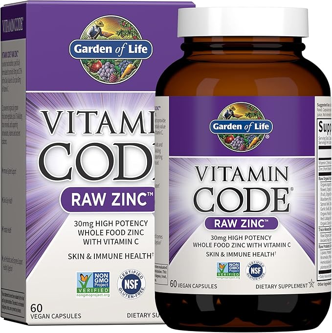Garden of Life Dr Formulated Digestive Enzymes with Papain Bromelain &amp Zinc Supplements 30mg High Potency Raw Zinc and Vitamin C Multimineral Supplement