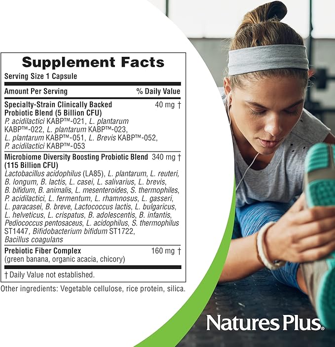 NaturesPlus GI Natural Probiotic Mega - 30 Capsules - Digestive &amp Immune Health - Gluten Free - 30 Servings