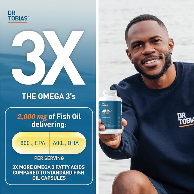 Dr. Tobias Omega 3 Fish Oil and Vitamin D-3 Promotes Overall Health - 3 Month Supply