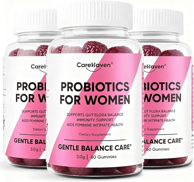 Probiotics for Women Gummies - Multiple Probiotics &amp Red Elm - Supports Gut Flora Feminine Health &amp Immune Function - 60 Active Daily Gummies (3PCS)