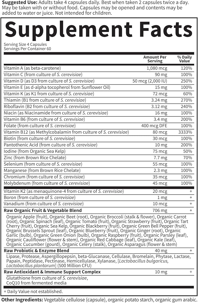 Garden of Life Vitamin Code Multivitamin for Women 50 &amp Over B Vitamins A C D3 E &amp K CoQ10 Probiotics &amp Enzymes for Women 50 Plus 240 Capsules(Pack of 2)