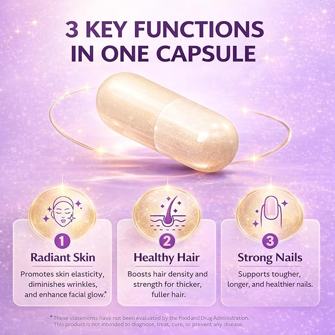 Biotin 5000 mcg Capsules with Collagen &amp Keratin B-Complex Vitamins B1 B2 B3 B5 B6 B12 Hair Skin Nail Support Formula 60 Capsules