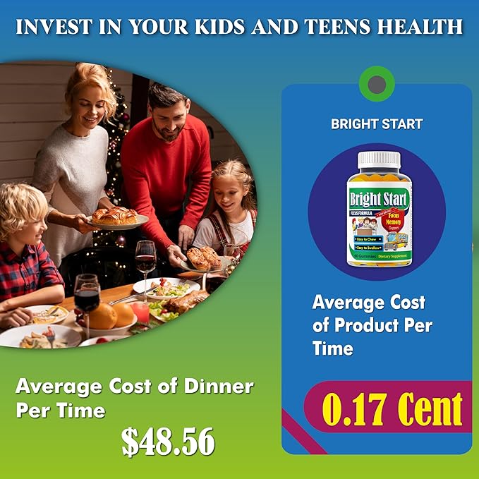 BrightStart Focus Gummies for Kids &amp Teens – Kids Focus and Attention Supplements with Omega 3 DHA Brain Support Supplement for Teens Kids Omega 3 Gummies Daily Children’s Focus Gummy 60 Ct