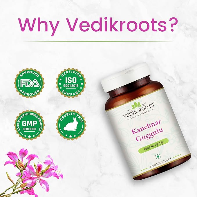 Kanchnar Guggulu - Ayurvedic Supplement for Thyroid | Hormonal Balance for Women | Reduces Joint and Muscles Pain | for Swollen Lymph Nodes | 60 Tablets (120)