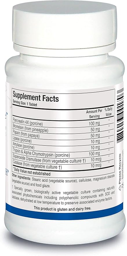 Biotics Research Intenzyme Forte™ Proteolytic Pancreatic Enzymes Pancreatin Bromelain Papain Lipase Amylase–Supplement Supports Healthy Protein Digestion–Immune &amp Circulatory Function 50 Tabl