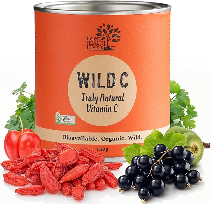 Eden Healthfoods Organic Vitamin C Powder - Pure Wild-Harvested Vitamin C Non-Toxic and Natural 150g Wild C