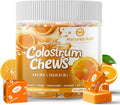 Colostrum Chews Supplement with probiotics for Gut Health Bloating Immune Support Skin Hair Growth and Beauty - Orange Flavor (60 Servings)
