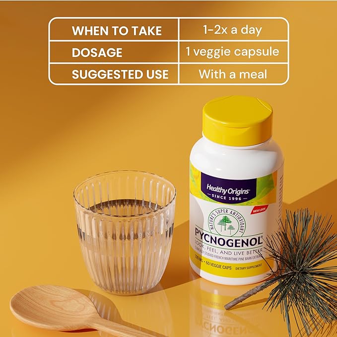 Healthy Origins Pycnogenol 100 mg (Nature's Super Antioxidant Non-GMO Gluten Free Cardiovascular Support) 60 Veggie Caps