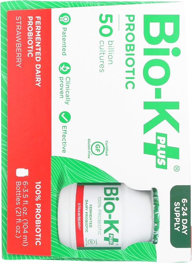 Bio-K Plus - Strawberry Flavor Drinkable Probiotics for Women &amp Men - Fermented Dairy Featuring 50 Billion Live and Active Bacteria Gluten Free - Probiotic Shipped Cold