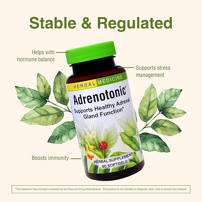 Herbs Etc. Adrenotonic - Herbal Supplement for Adrenal Gland Health Support - Energy Support Supplement for Men &amp Women - 60 Softgels (60 Servings)