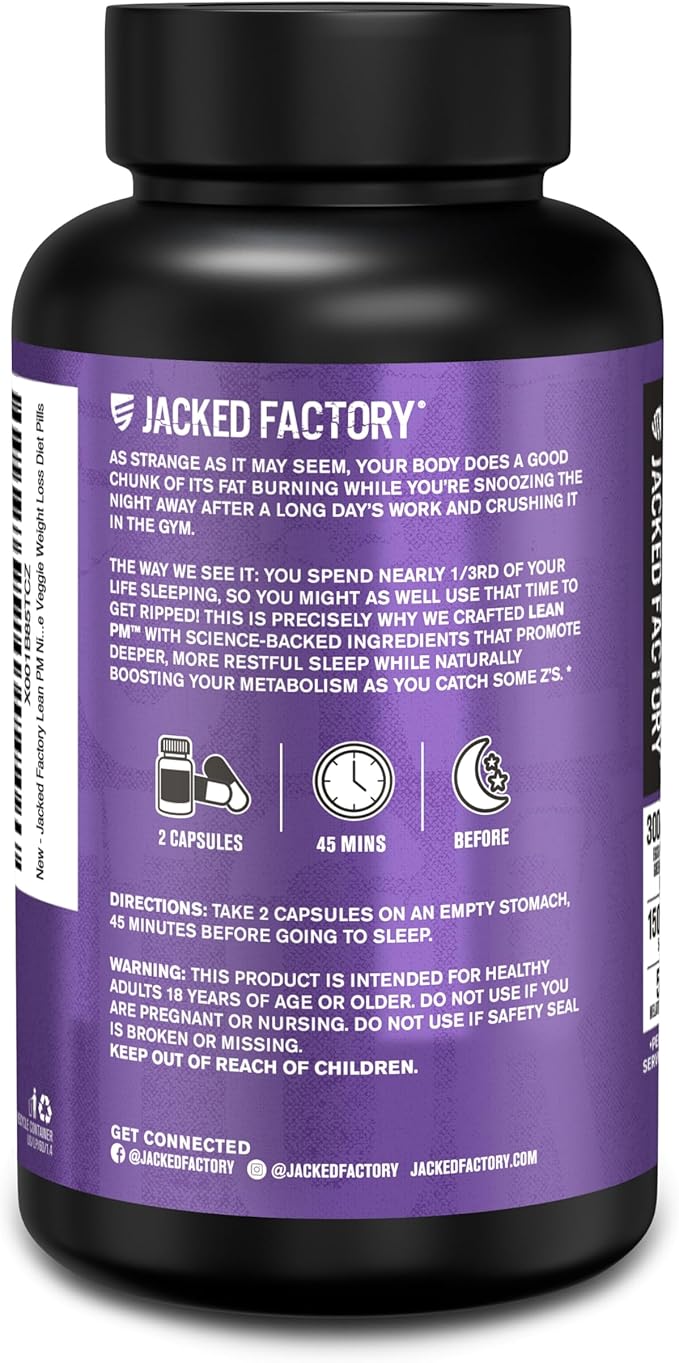 Jacked Factory Burn-XT (60 Capsules) + Lean-PM (60 Capsules) + Lean-XT (60 Capsules) 24-Hour Weightloss Stack w/Clinically Studied Thermogenic Fat Burners &amp Nighttime Weight Loss Sleep Aid