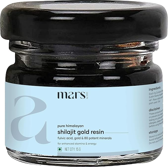 Mars Himalayan Shilajit Gold Resin – Organically Extracted from High-Altitude Himalayas | Supports Natural Energy Vitality &amp Wellness | 15g - Pack of 1