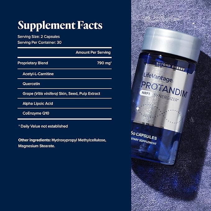LifeVantage Protandim NRF1 Synergizer NRF1 Activator for Cellular Health Function ATP Production Mitochondrial Supplements for Energy Vitality &amp Aging Support 60 Capsules
