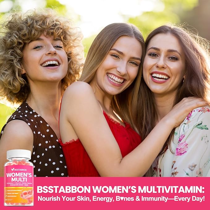 Organic Women's Multivitamin Gummies: Vegan Vitamin Supplement with Iron B12 D3 Biotin Magnesium Plus Ashwagandha for Hair Skin Health Boost Energy - Sugar Free Methylated Gummy(120Count)