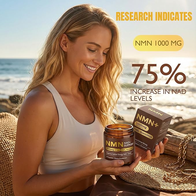 NMN Supplement 1000mg 4-in-1 Liposomal NMN for NAD+ Supplement nmn Supplement with Quercetin Cellular Energy &amp NAD+ Levels Support for Men &amp Women 60 Capsules