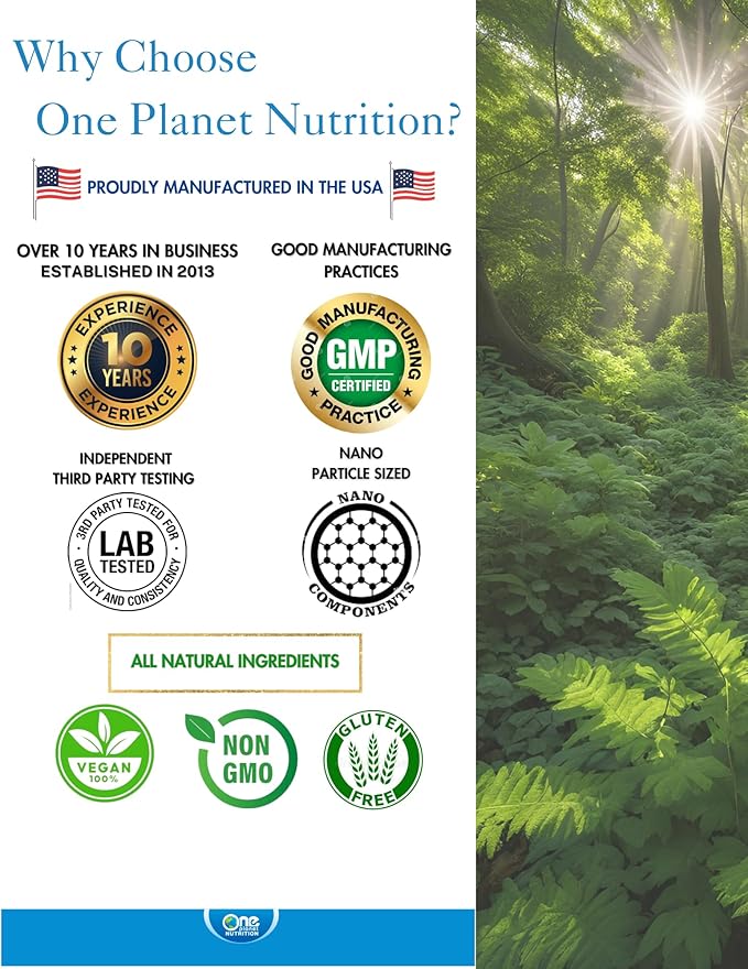 One Planet Nutrition Nano Vitamin C 250 mg Capsules (120 Count) - Nano Particle Size Ascorbic Acid from Lime Extract for Max Absorption - Supports Immune Health &amp Collagen Production - Non GMO Ve