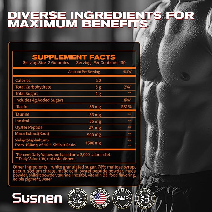 Power Gummieswith maca and shilajitInositol GummiesStrengthens The Body and Promotes Absorptionshilajit Pure Himalayan Organic(60 Gummies)