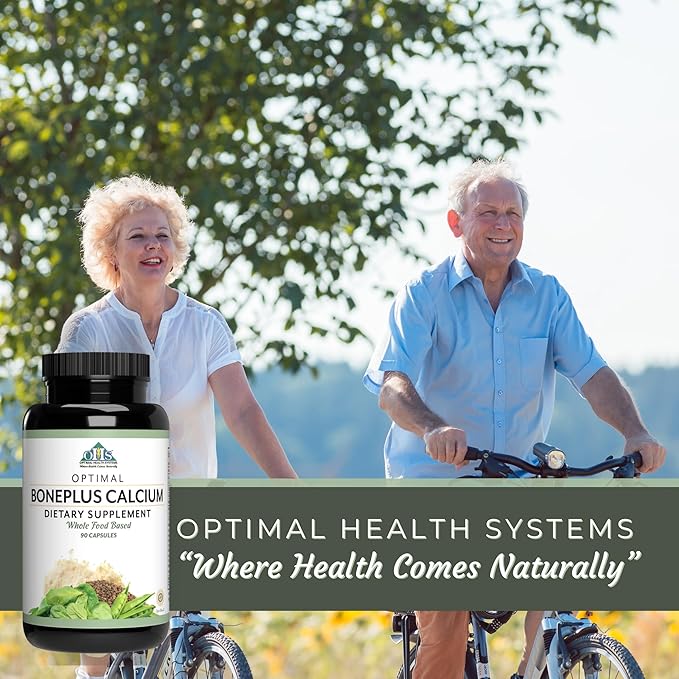 Optimal Health Systems BonePlus Calcium | Highly Absorbable Chelated Calcium + Ipriflavone Probiotics Plant Enzymes | Bone Strength Supplement | 90 Capsules