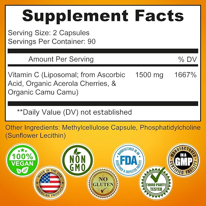 Quercetin with Bromelain Vitamin C &amp Zinc &amp Liposomal Vitamin C 1500mg – Immune Support Bundle with Organic Acerola Cherry Camu Camu &amp Whole Food Antioxidants – Vegan Non-GMO Clean Lab