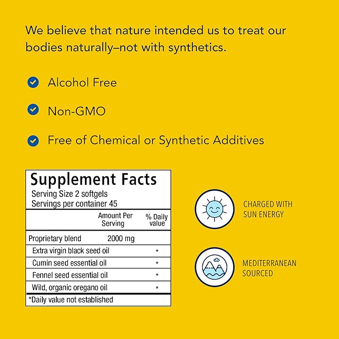 North American HERB &amp Spice Black Seed Oil 1000 mg - 90 Count - Liver Gallbladder &amp Intestinal Function - Heart &amp Digestive Health - Black Seed Oil Oregano Oil Fennel - Non-GMO - 45 Ser