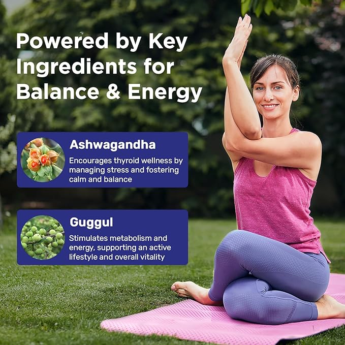 Thyroid Support Supplement for Women &amp Men – Professional T4 T3 T2 Triple-Pathway – Metabolism &amp Energy – with L-Tyrosine Selenium Ashwagandha &amp Guggul Extract – Standardized Herbs – 6