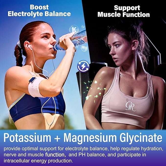 Potassium Magnesium Gummies - Potassium Supplement w/Ashwagandha 200mg Magnesium GlycinateB6B12P-otassium Citrate for Leg CrampsMuscleElectroyte for Adults KidsSugar-Free1Pack