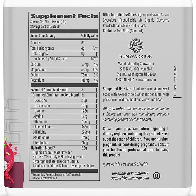 Sunwarrior Amino Acids Amino Energy Powder Essential Amino Acids EAA | Muscle Repair Hydration &amp Recovery | Promote Wellness Strength &amp Endurance | Dragon Fruit Flavor | 30 Servings | Active A