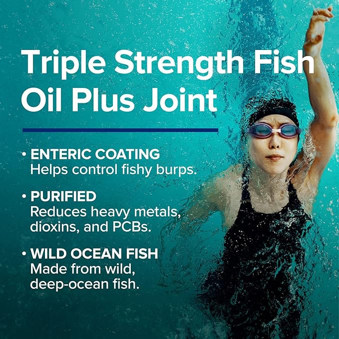 GNC Triple Strength Fish Oil Plus Joint Omega 3 1000mg EPA and DHA Heart Health Plus Fast 5 Day Comfort Brain Skin and Eye Antioxidants and Botanical Extracts Control Fish Burps 30 Servings