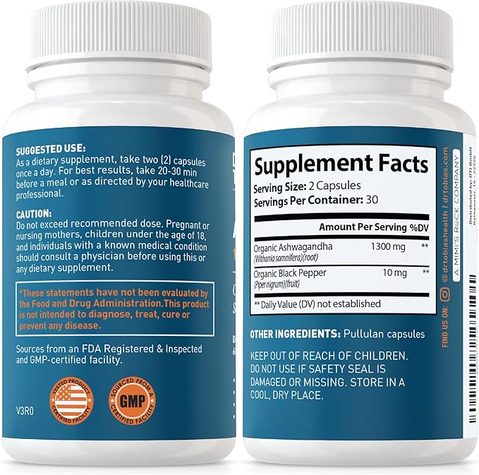 Dr. Tobias Omega 3 Fish Oil and Ashwagandha Capsules Support Overall Wellness &amp Balanced Energy &amp Resilience Non-GMO
