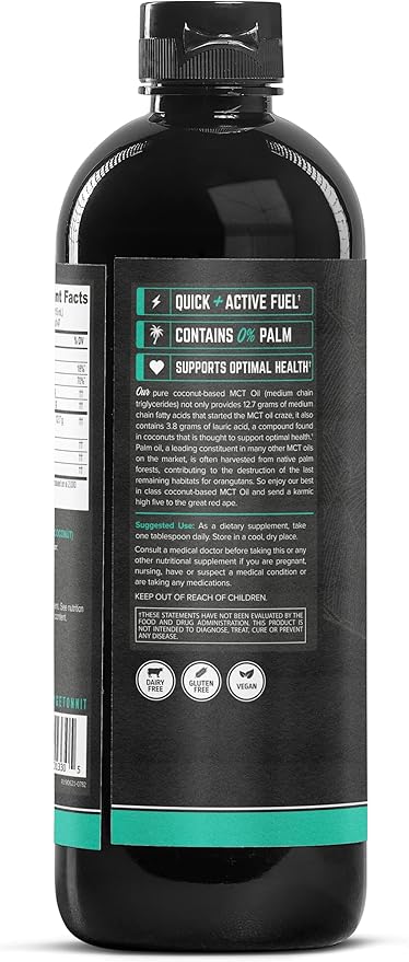 Onnit MCT Oil - Pure MCT Coconut Oil Ketogenic Diet and Paleo Optimized with C8 C10 Lauric Acid - Perfect for Coffee Shakes and Cooking (Flavorless - 24oz)