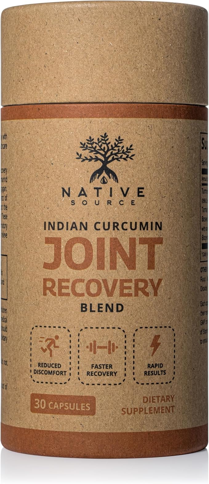 Indian Curcumin: Joint Recovery | Turmeric Tamarind Seeds Boswellia and Black Pepper Extracts | Biodegradable BPA-Free Bottle | 30 Capsules | MAHA | Dietary Supplement