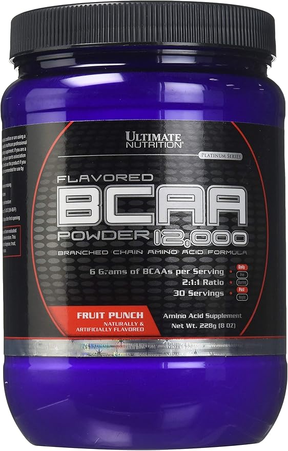 Ultimate Nutrition Flavored BCAA Powder 12000 Post Workout Recovery Drink 3g Leucine 1.5g Valine 1.5g Isoleucine Branch Chain Amino Acids Supplements for Muscle Recovery 30 Servings Fruit Punch
