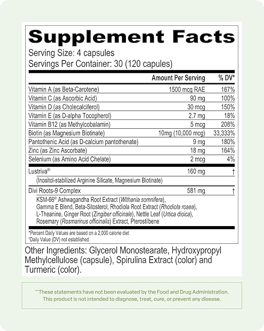 Divi Hair Growth Vitamins for Women and Men - Made with Clean Vegan and Science-Backed Ingredients - Promotes Hair Growth Reduces Shedding Boosts Thickness and Fullness - 30 Day Supply 60 Count