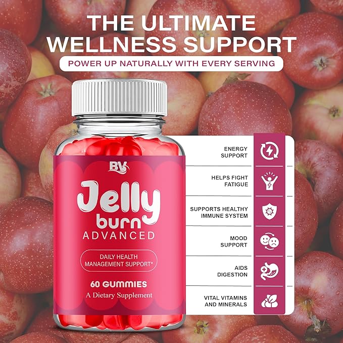 BLUE VIBE Jelly Burn Advanced Gummies Jelly Burn Premium Health Management and Overall Wellness Support Gummy Supplement JellyBurn Overall Health Support Supplement (3 Pack - 180 Gummies)