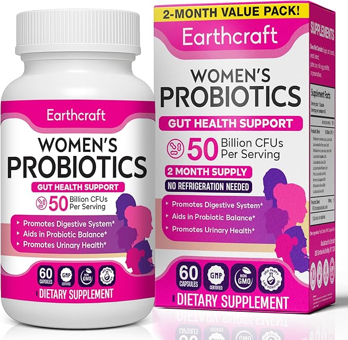 Probiotics for Women 50 Billion CFU – 10 Strains + Prebiotics for Vaginal Health Digestive Gut PH Balance and Immune Health – Delayed Release Capsules Non-GMO Vegan Support Nutrient Absorption