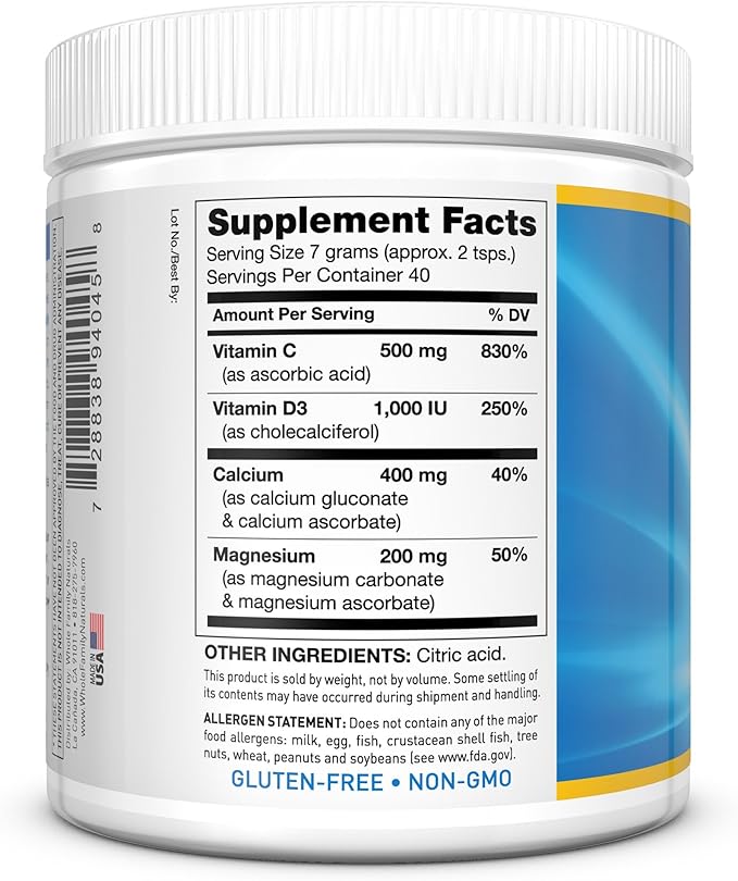 Calcium Magnesium Powder Supplement - CalMag Plus with Vitamin C &amp D3 - Gluten Free Non GMO - Natural Calm Cal Mag Drink - Cal-Mag for Muscles - Calm Sleep Magnesium Drink Powder - Calcium Supple