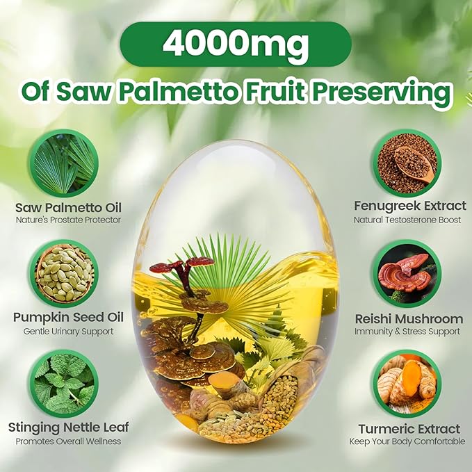 VivoNu Saw Palmetto Capsules Extract 8 in 1 Pumpkin Seed Oil - Supports Prostate Health Relieves Urination Issues Supports Hair Growth DHT Blocker 240 Softgels