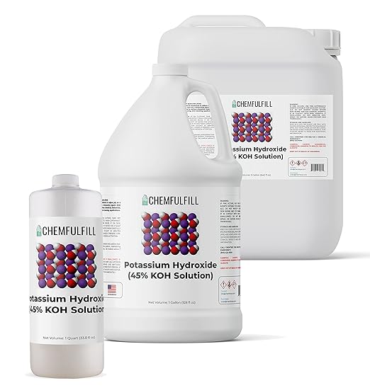 Chemfulfill Potassium Hydroxide 45% – (KOH 45%) (Half-Gallon (64 fl oz))