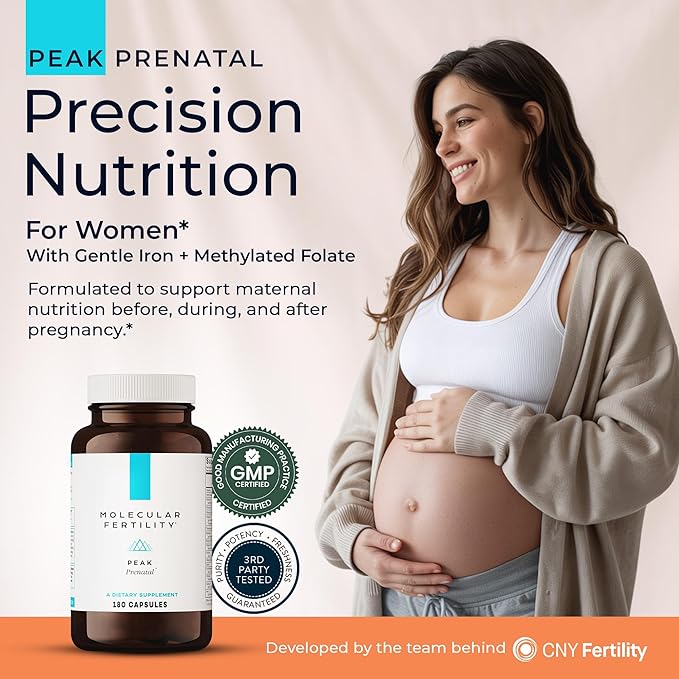 Peak Prenatal - Doctor Formulated Prenatal Vitamins for Women - Third Party Tested Fertility Supplement - Choline Methylated Folate Vitamin D Iron Probiotics - 30 Day Supply