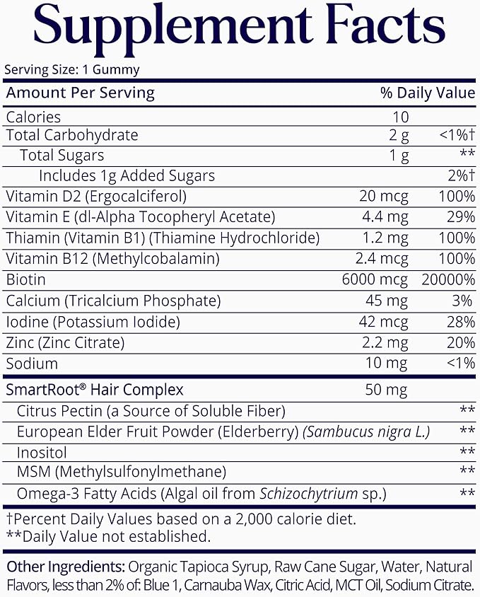 SugarBearPro Hair Vitamin Gummy 1 Month Supply Extra Strength Biotin 6000mcg for Hair Growth Vegan Vitamin B12 MSM Inositol Omega 3 Elderberry Certified Kosher Halal Cruelty-Free