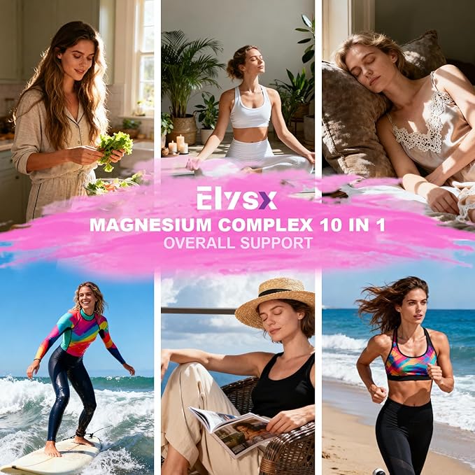 10 in 1 Magnesium 500mg Complex Capsule Magnesium for Women with L-theanine Acetyl-L-Carnitine R-Alpha Lipoic Acid Coq 10 B6 D3 &amp K2 Digestive Health Muscle &amp Nerve Sleep Vegan 120