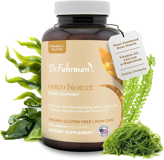 Dr. Fuhrman Osteo Bone Health Supplement | Wholefood Supplement for Women &amp Men | Vitamin for Bone Density | Organic Vitamin D3 Calcium Magnesium &amp K2 | Natural Ingredients | 120 Caps