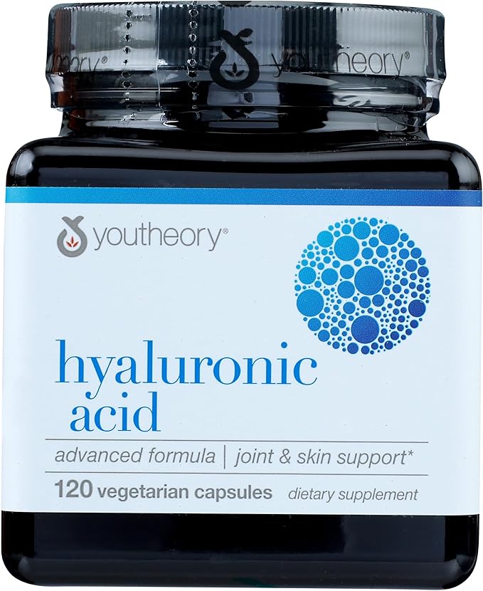 Youtheory Hyaluronic Acid Advanced Formula - Joint Support Supplement with Boswellia Extract* - Skin Health Supplement - Dairy Soy &amp Gluten Free - 120 Vegetarian Capsules