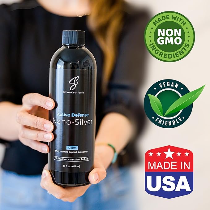 Colloidal Silver w/Nano Technology - 10ppm 16oz - 8X More Effective - Natural Immune Support - Save the Sick Days - Ages 5 &amp Up - Outperforms Higher PPM Silvers - No Taste &amp Smell - 3rd Party