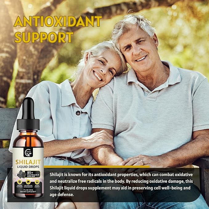(2-Pack) High Potency Shilajit Pure Himalayan Organic Liquid Supplement Shilajit Resin Drop for Men &amp Women Max Potency 85+ Clean Trace Minerals &amp Fulvic Acid for Energy Metabolism &amp Im