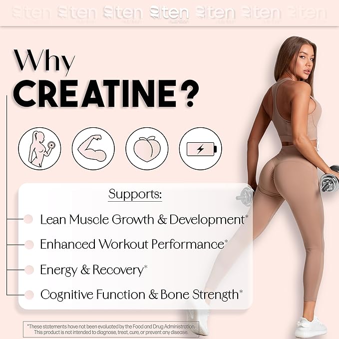 New - Creatine + Collagen for Women – Supports Lean Muscle Growth &amp Development Booty Gain Energy &amp Recovery – 5g Creatine Monohydrate Plus 5000mg Collagen Peptides Combo – Unflavored 30 Se