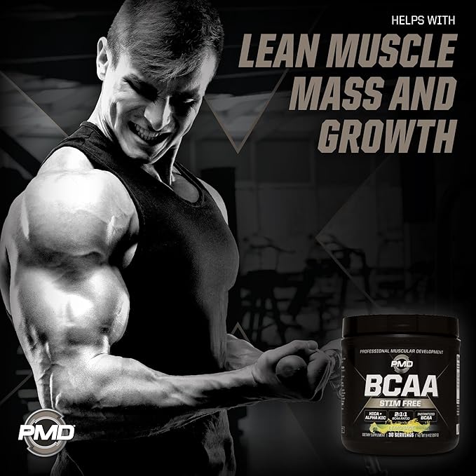 PMD Sports BCAA Stim-Free Amino Acids - Better Workout Performance Enhanced Recovery Daily Energy Muscle Builder and Muscle Sparing - BCAA Powder Drink Mix - Lemonade (30 Servings)
