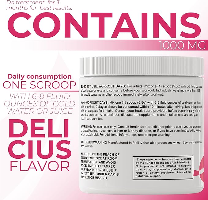 Hallusa Natural Hydrolyzed Collagen Powder (Type I III) 4000mg + 1000mg Vitamin C 5.82 oz (30 Servings) Healthy Hair Skin Nails Bone &amp Joint Support BlackBerry &amp Blueberry Flavor